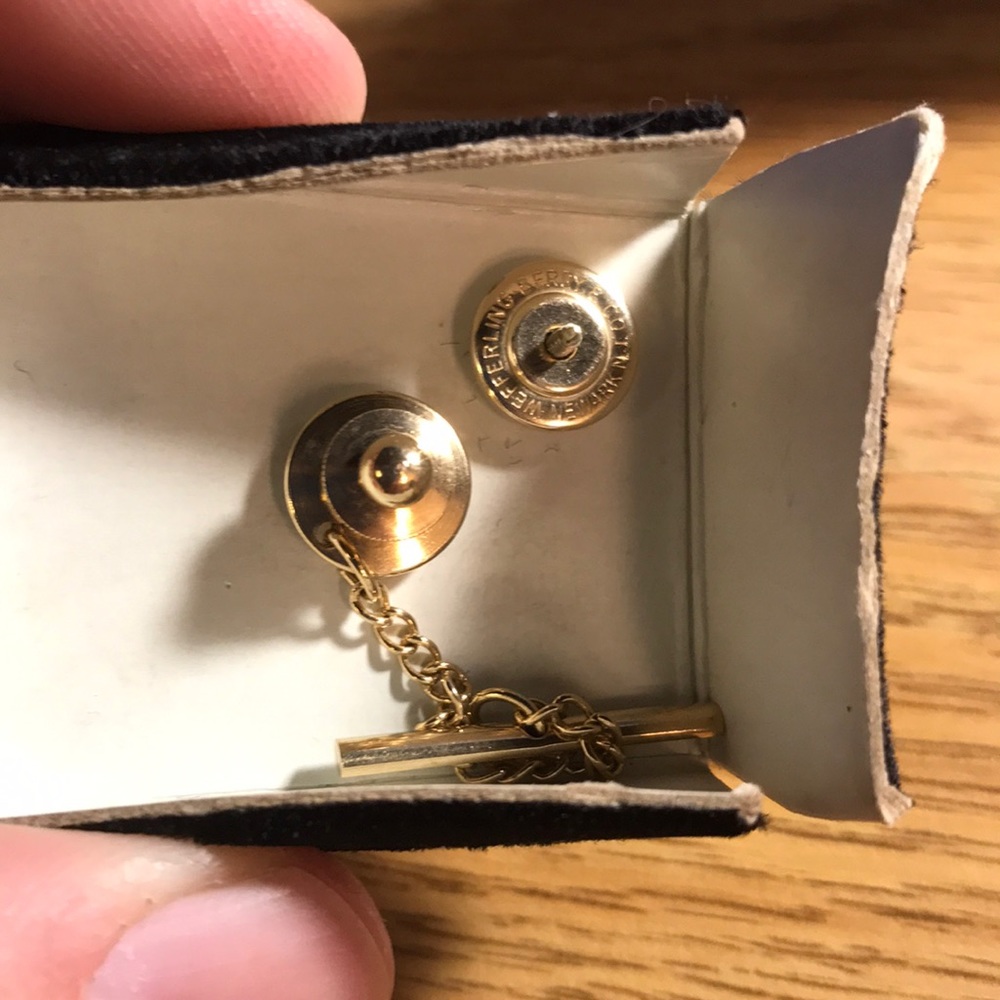 Vintage 14k gold Masonic tie pin and collar pin - Picture 8 of 8